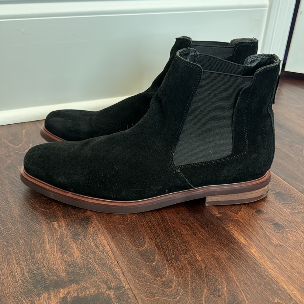 Steve Madden Men’s Black Suede Leather Ankle Boots Booties Fall Winter, size 12 - Picture 2 of 7